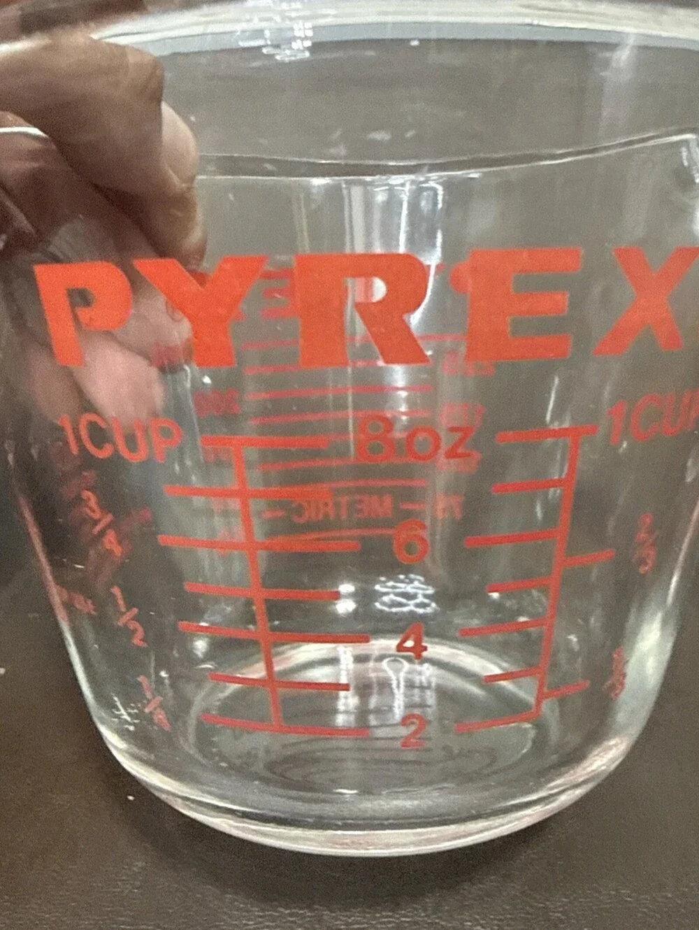 PYREX Vintage Measuring 1 Cup Glass‎ 8oz RED Lettering USA Model 508 Corning NY